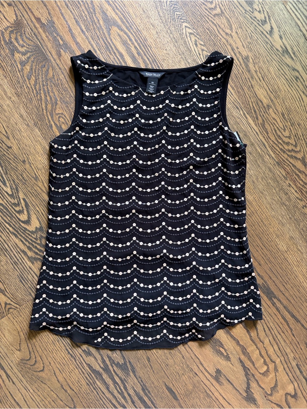 White House Black Market Embellished Black Sleeveless Top
